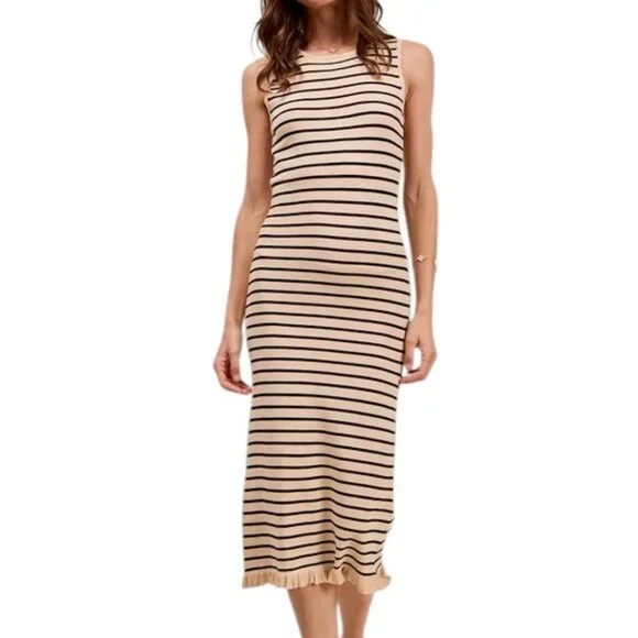 So Me | Dresses | Coastal Nautical Striped Sleeveless Knit Maxi Dress With  Ruffled Hem | Poshmark